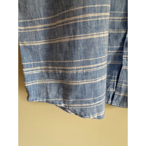Silver Jeans Co Linen Blend Short Sleeve Button Up Shirt Minimalist Coastal - Picture 8 of 9